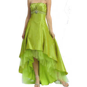 ASPEED SZ S green strapless embellished high low prom party dress NWT B162